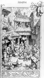 Duits Schlachtfest, gegraveerd door Adrian Ludwig Richter